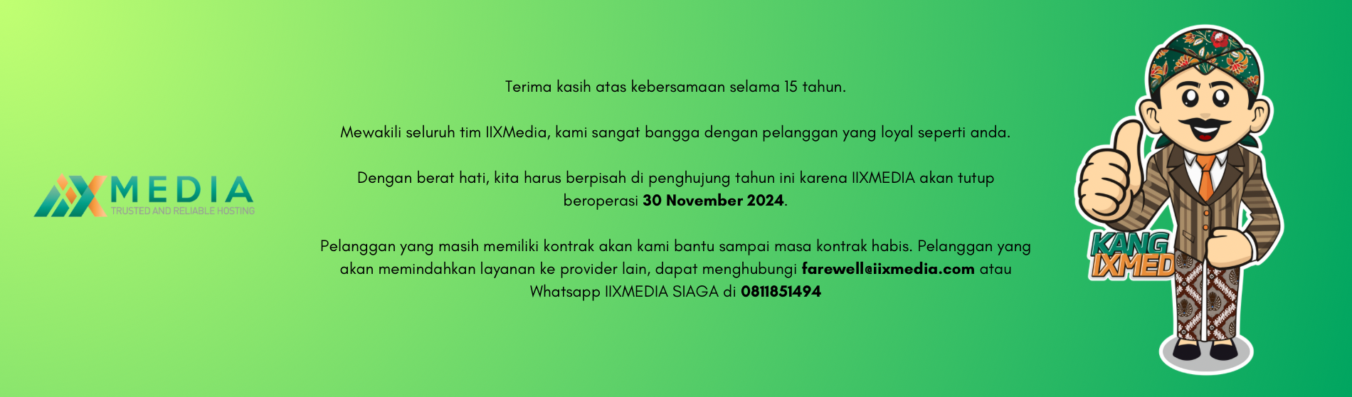 Terima kasih atas kebersamaan selama 15 tahun